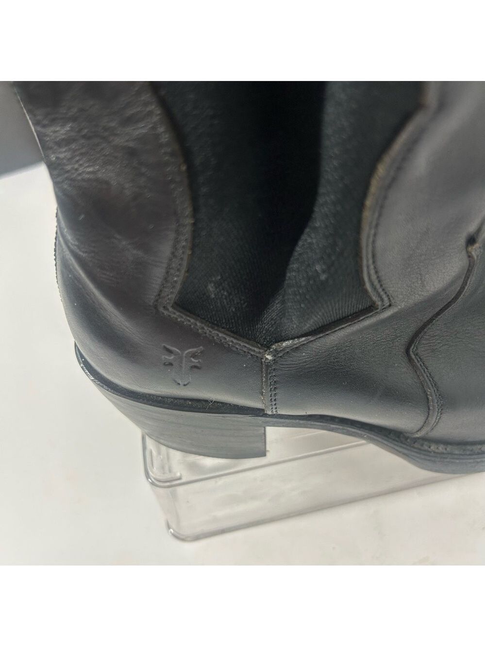 FRYE Women’s Black Leather Heeled Ankle Boots Goth Witchy Western Moto 5.5 - Picture 3 of 10